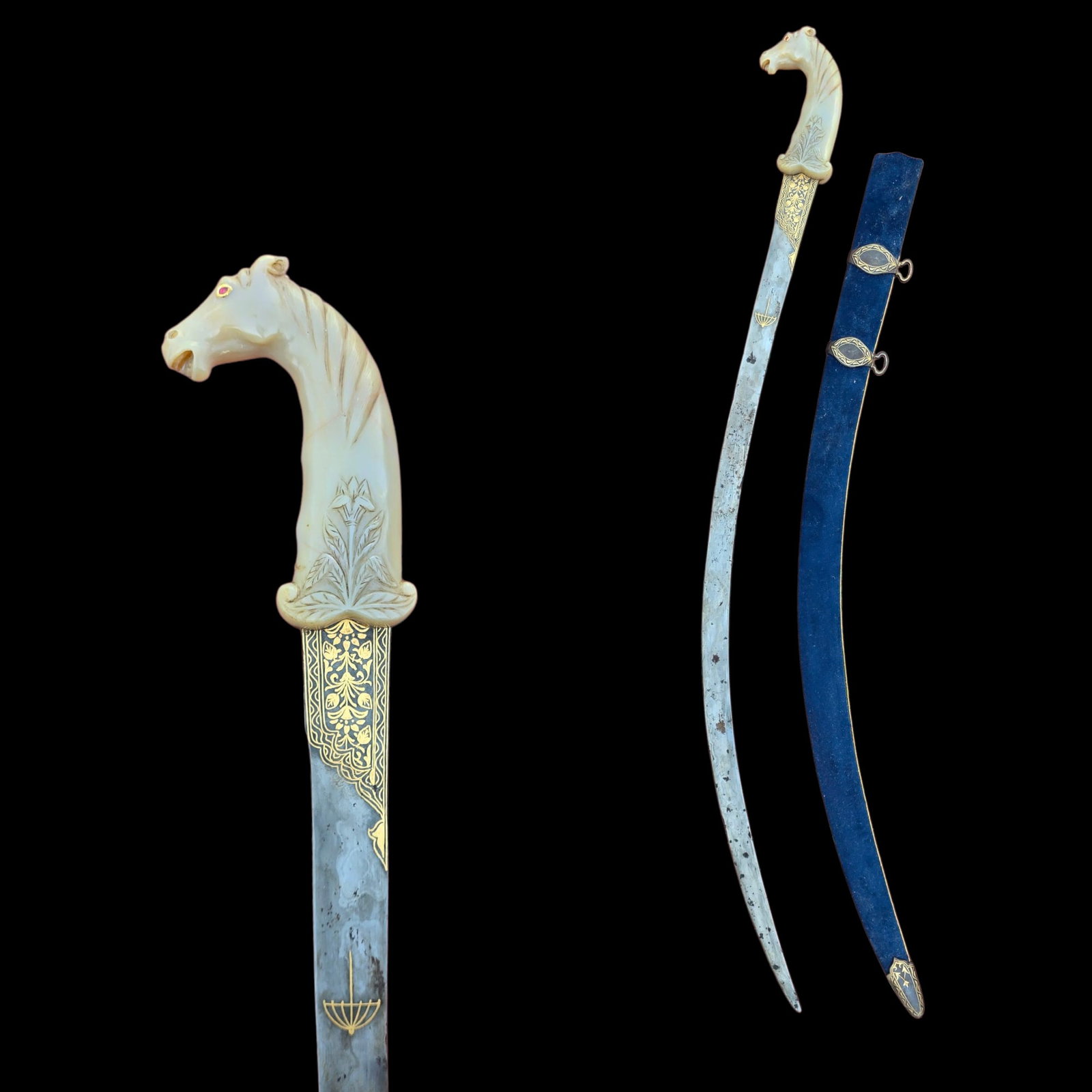 Rare Beautiful Indian Islamic carnelian Agate horse shamshir sword (1 of 3)