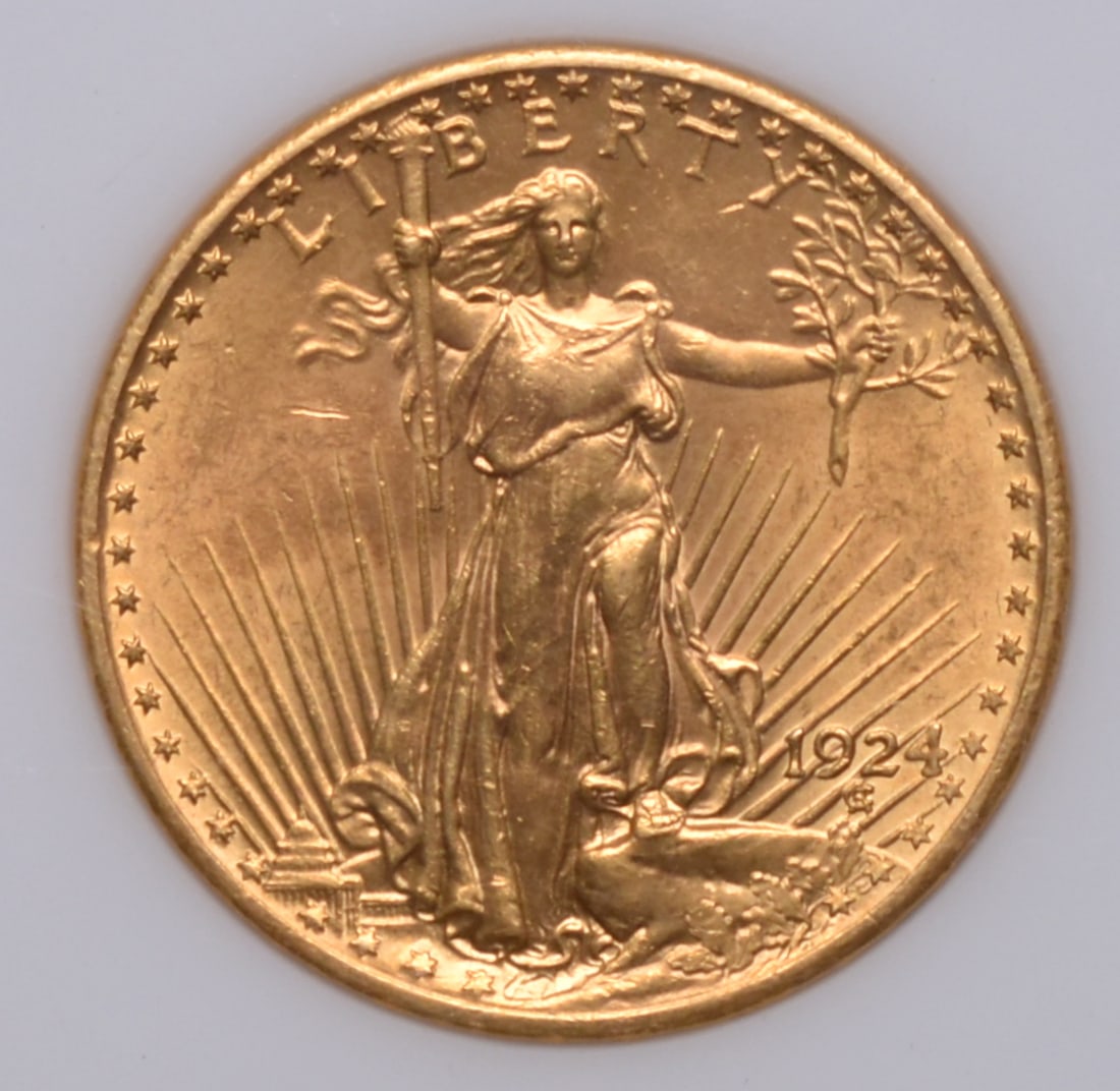 1924 $20 American St. Gaudens Gold Coin, 0.9675 Troy Oz. Fine Gold (1 of 4)