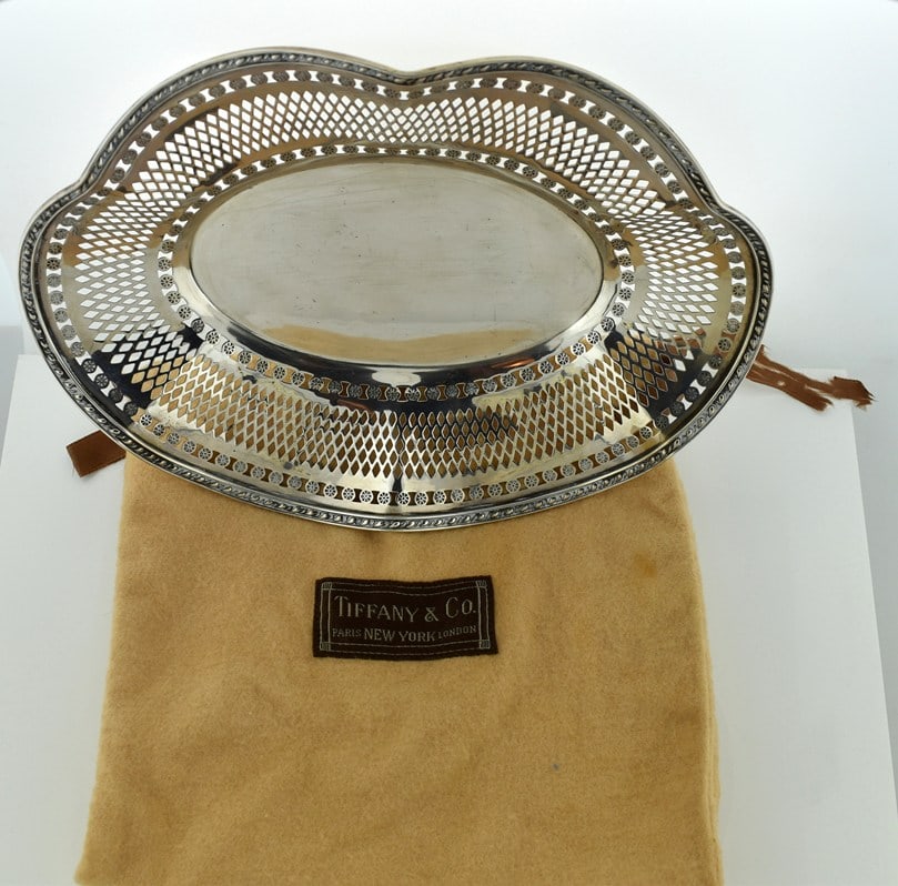 Vintage Tiffany & Co. Sterling Silver Reticulated Tray with Storage Bag (1 of 9)
