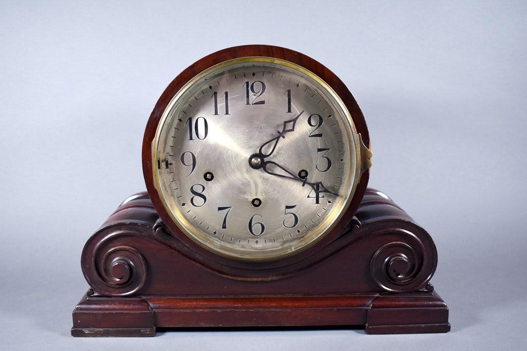 Early 20th C. Tiffany & Co. Mahogany Case Tambour Mantle Clock by Peerless B&D Limited of Germany (1 of 13)