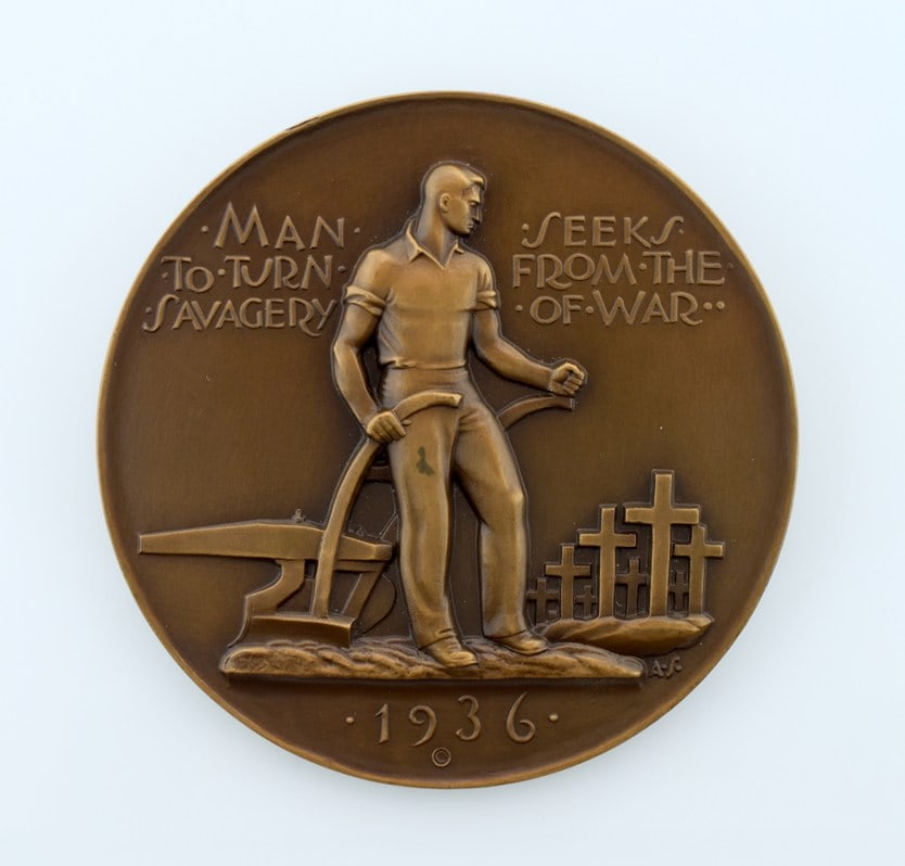 The Society of Medalists 1936 No 14 Albert Stewart “Man Seeks Peace” 14th Issue Bronze M (1 of 6)