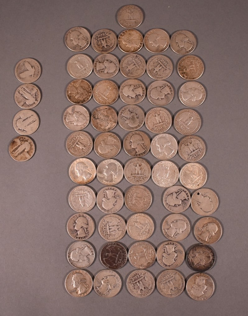 Fifty-Five 90% Silver US Quarters (1 of 4)