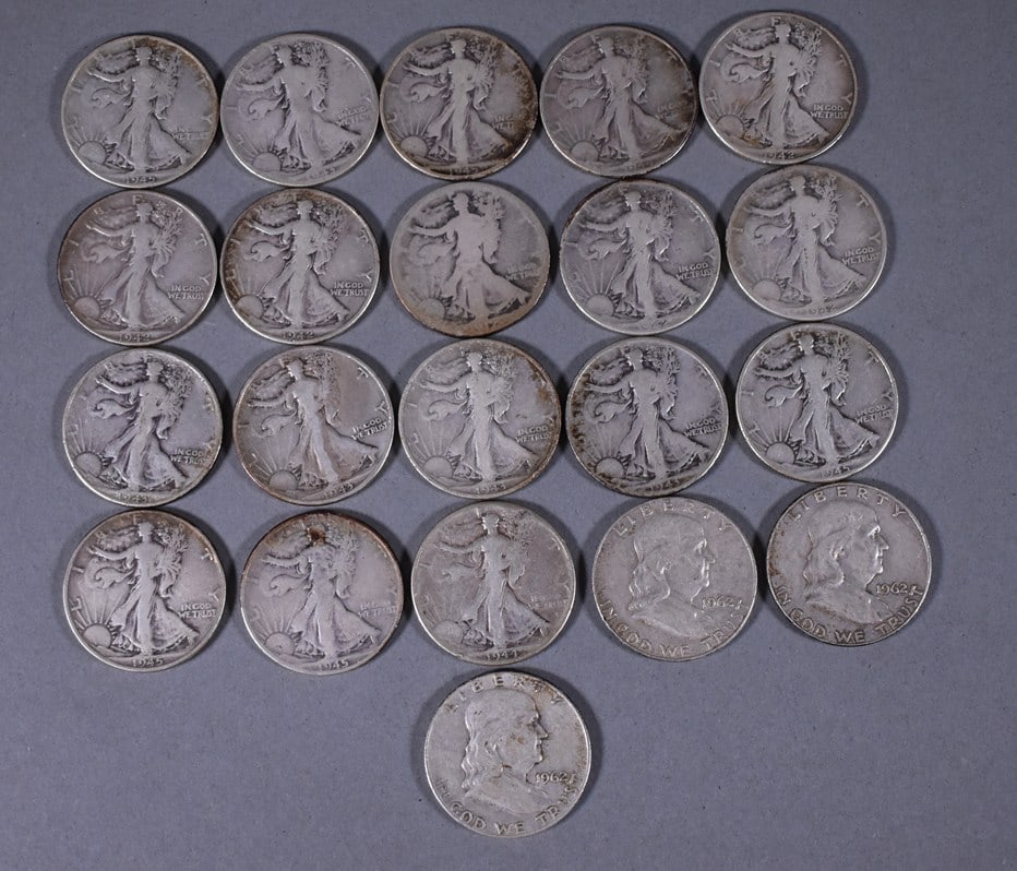 Twenty-One 90% Silver US Halves (1 of 3)