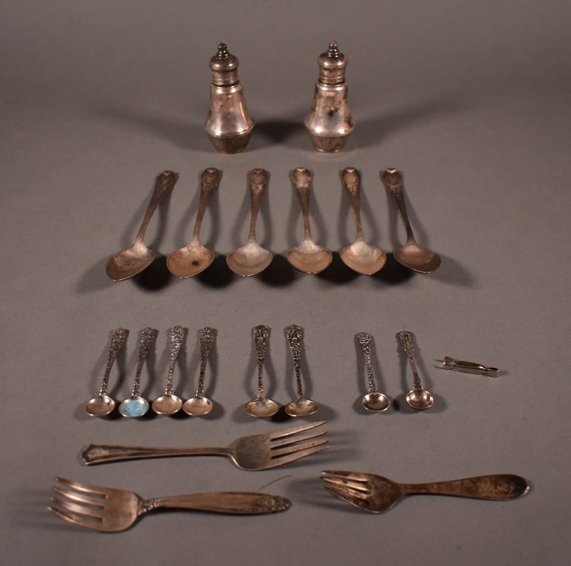 Eighteen Solid Sterling Silver Pieces and Duchin Sterling Weighted Salt Pepper Set (1 of 20)