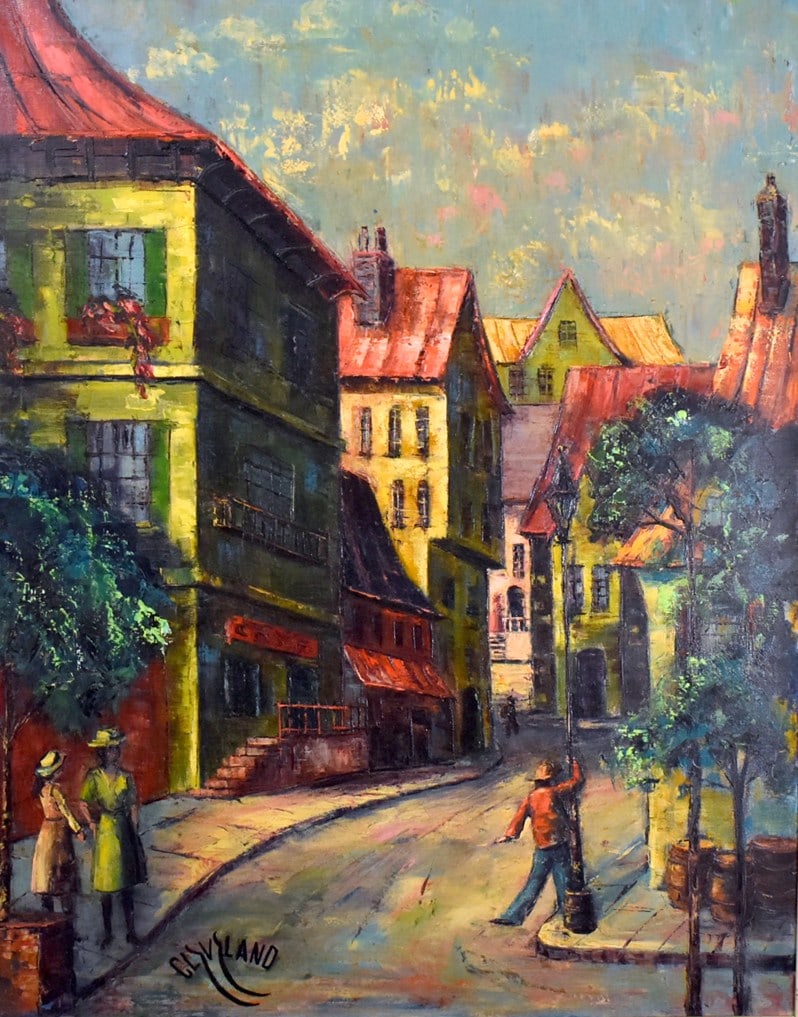 Cleveland (XX) “Georgie Boy” Oil on Canvas, Signed Lower Left: 30 x 23.5 inches sight, 33 x 27 inches framed. Please read “Auction Details” / “Terms of Sale” for preview, payment, pickup, shipping and other instructions. Lot includes the i