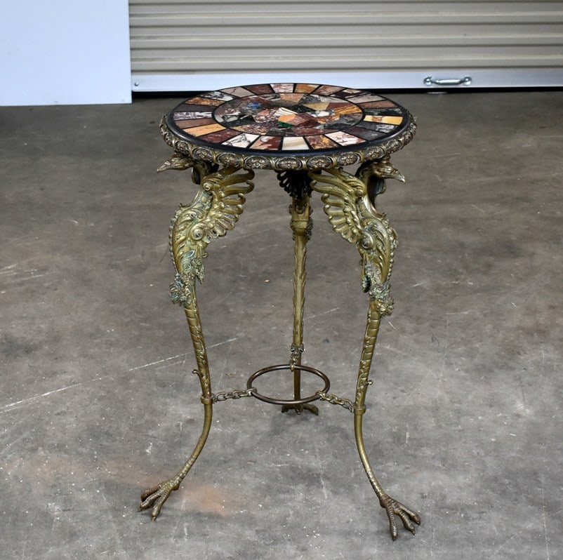 Antique French Empire Style Bronze Phoenix and Marble Specimen Table (1 of 5)