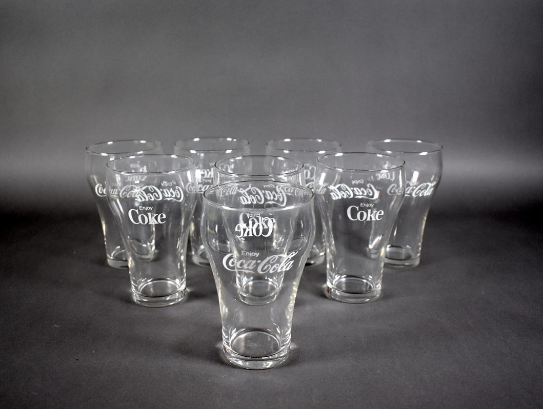 Set of 8 Vtg. Double Sided “Enjoy Coke / Coca Cola” Advertising Glasses Made by Southern: Please read “Auction Details” / “Terms of Sale” for preview, payment, pickup, shipping and other instructions. Lot includes the item(s) described in the title.