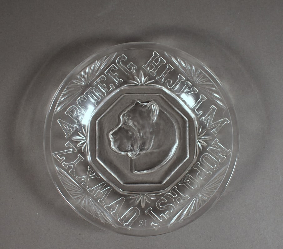 Smithsonian Glass Reproduction Child's ABC Plate, Dog Motif: Please read “Auction Details” / “Terms of Sale” for preview, payment, pickup, shipping and other instructions. Lot includes the item(s) described in the title.