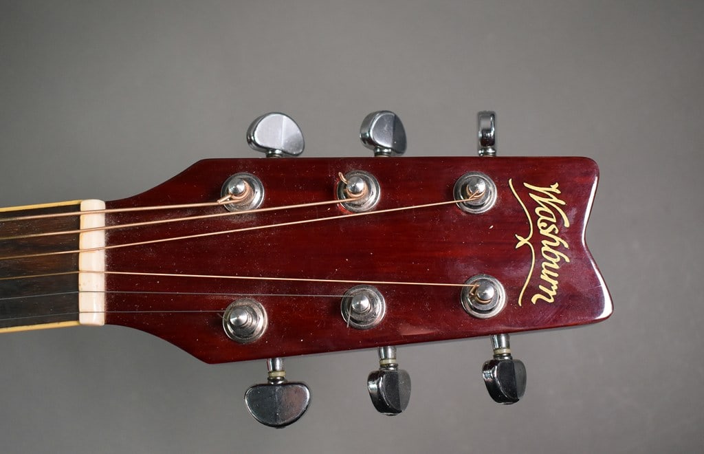 Vintage 1995 Washburn D-11 TR Acoustic Guitar in Transparent Red Ash Finish w/ Access Hard Case - 10