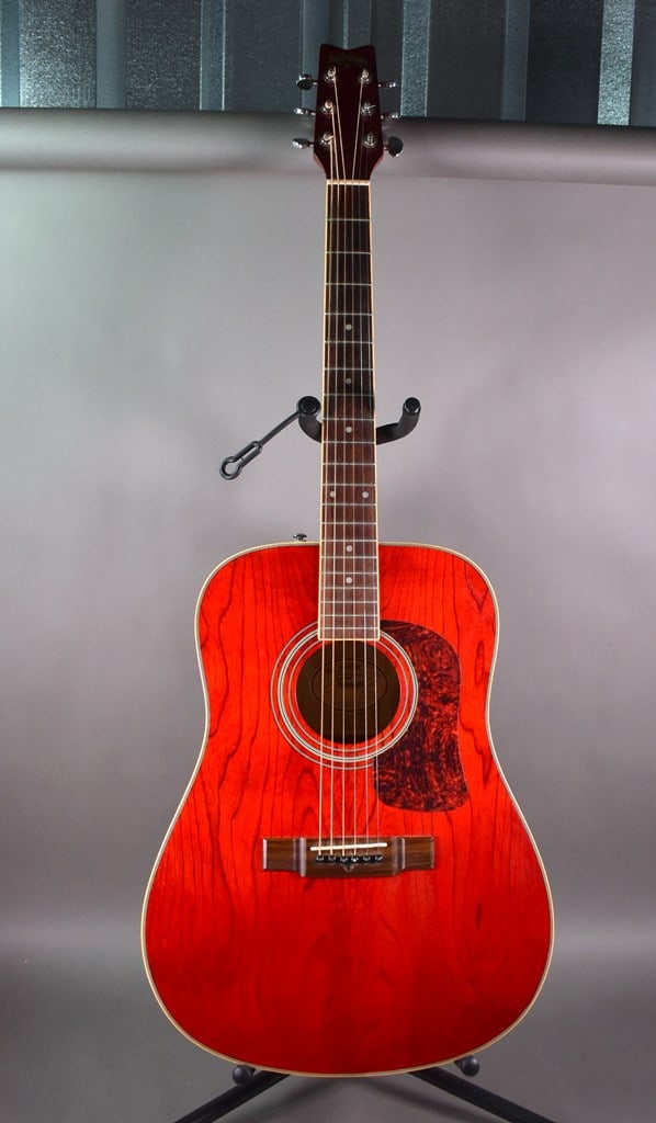 Vintage 1995 Washburn D-11 TR Acoustic Guitar in Transparent Red Ash Finish w/ Access Hard Case (1 of 18)