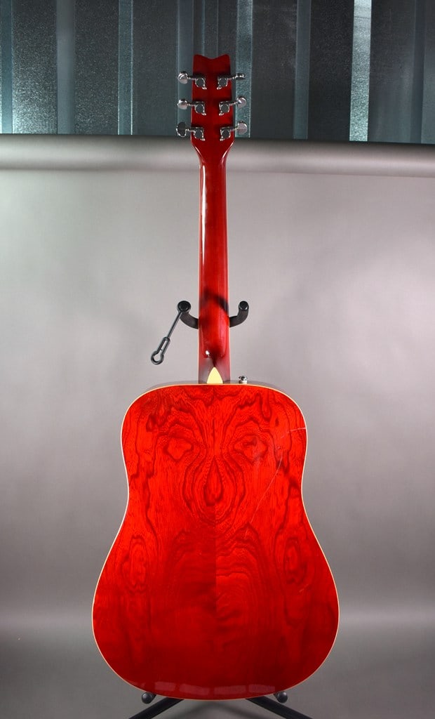 Vintage 1995 Washburn D-11 TR Acoustic Guitar in Transparent Red Ash Finish w/ Access Hard Case - 5