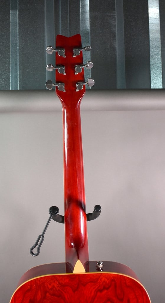 Vintage 1995 Washburn D-11 TR Acoustic Guitar in Transparent Red Ash Finish w/ Access Hard Case - 8