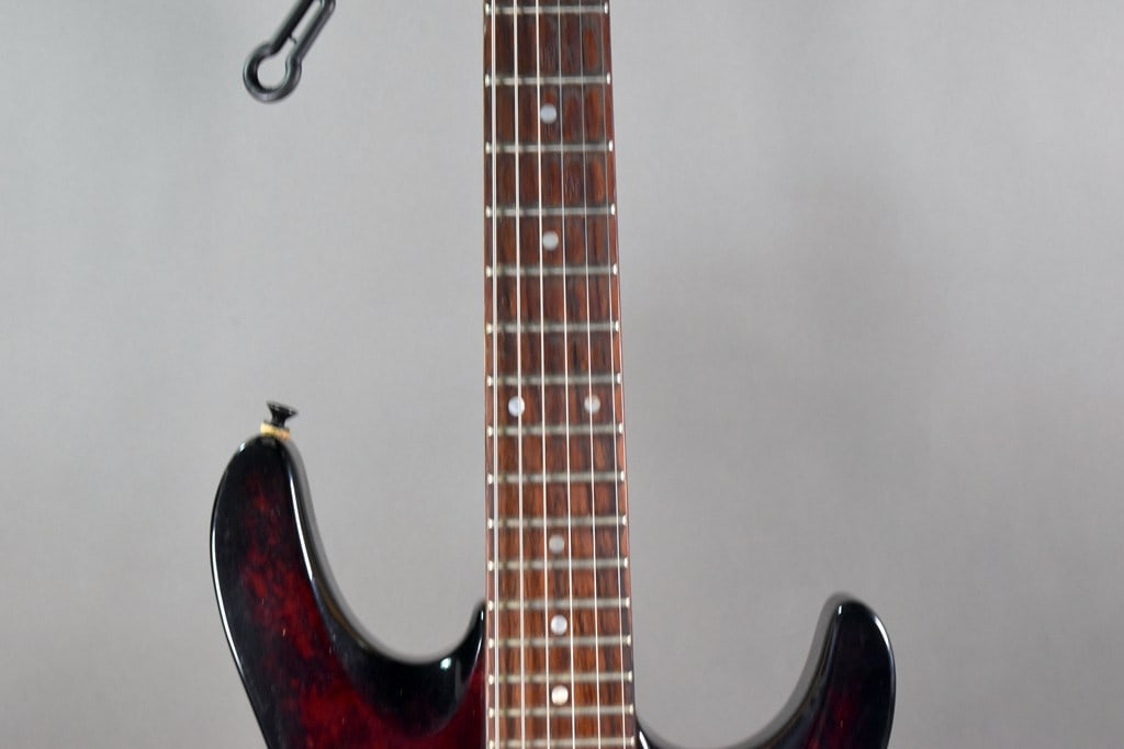 Vintage 1990 Washburn KC-70V Electric Guitar with Woodstone Red Marble Finish, Gig Bag - 5