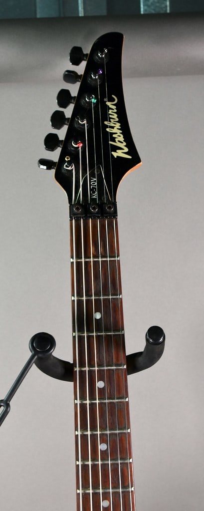 Vintage 1990 Washburn KC-70V Electric Guitar with Woodstone Red Marble Finish, Gig Bag - 7