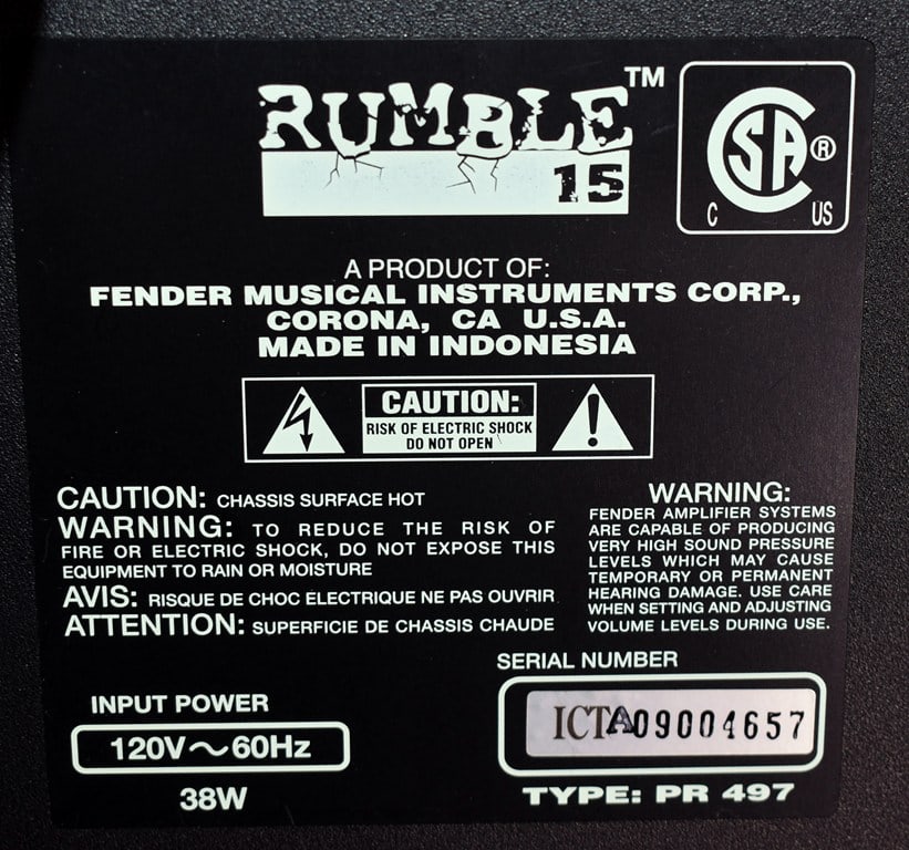2009 Fender Rumble 15 Watt Bass Amplifier - 5