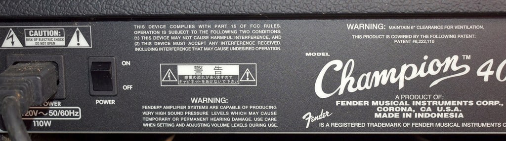 2014 Fender Champion 40 Watt Electric Guitar Amplifier - 5