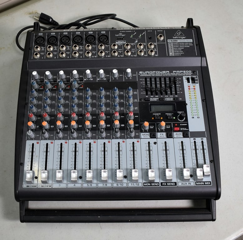 2018 Behringer Europower PMP500 12-Channel Powered Mixer w/ Klark Teknik Multi-FX Processor, 500 W: Appears to be in good condition, but has not been tested. Please read “Auction Details” / “Terms of Sale” for preview, payment, pickup, shipping and other instructions. Lot
