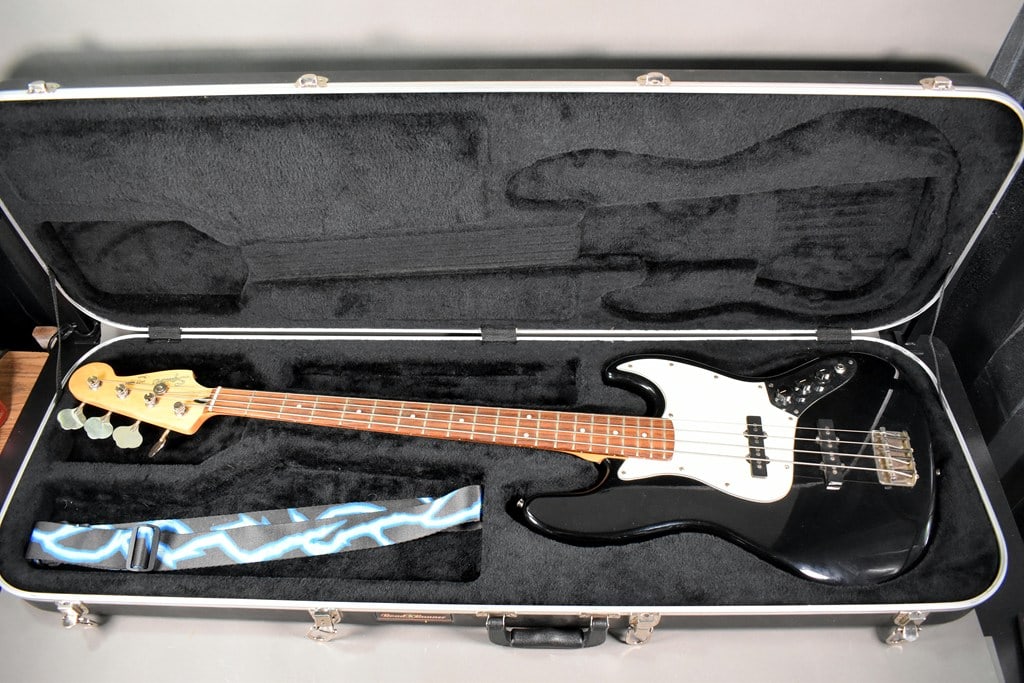 1987–1988 “E-Series" Squier by Fender Jazz Bass Guitar in Black Finish with Hard Case - 15