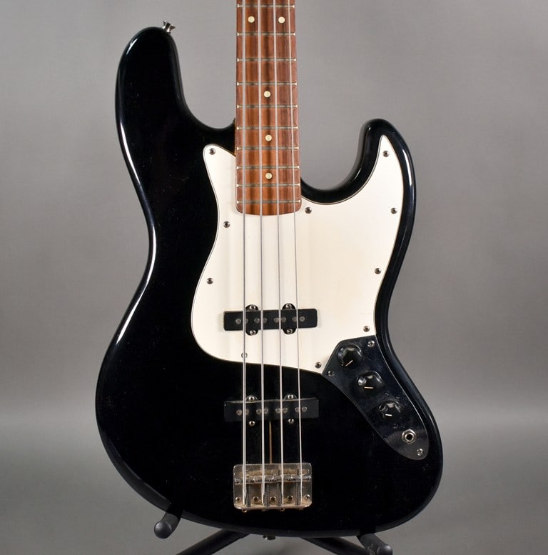 1987–1988 “E-Series" Squier by Fender Jazz Bass Guitar in Black Finish with Hard Case - 2