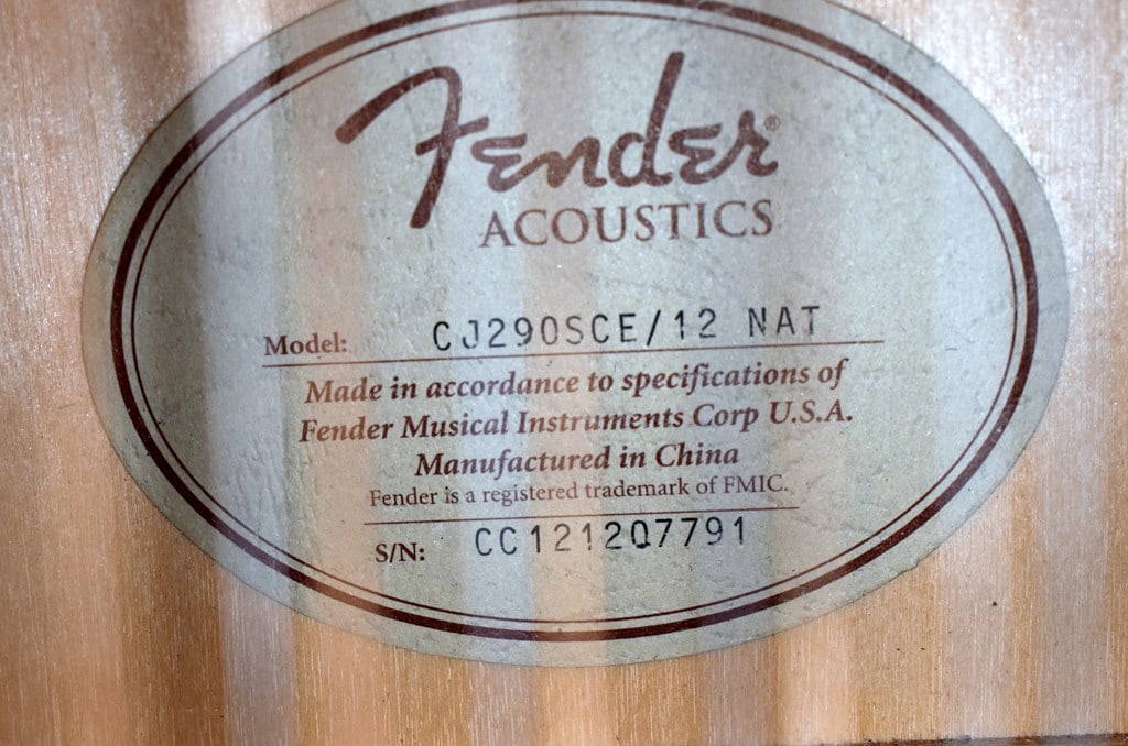 2012 Fender CJ-290SCE-12 Jumbo Sweetwater 12-string Acoustic-Electric Guitar, Natural Finish - 16