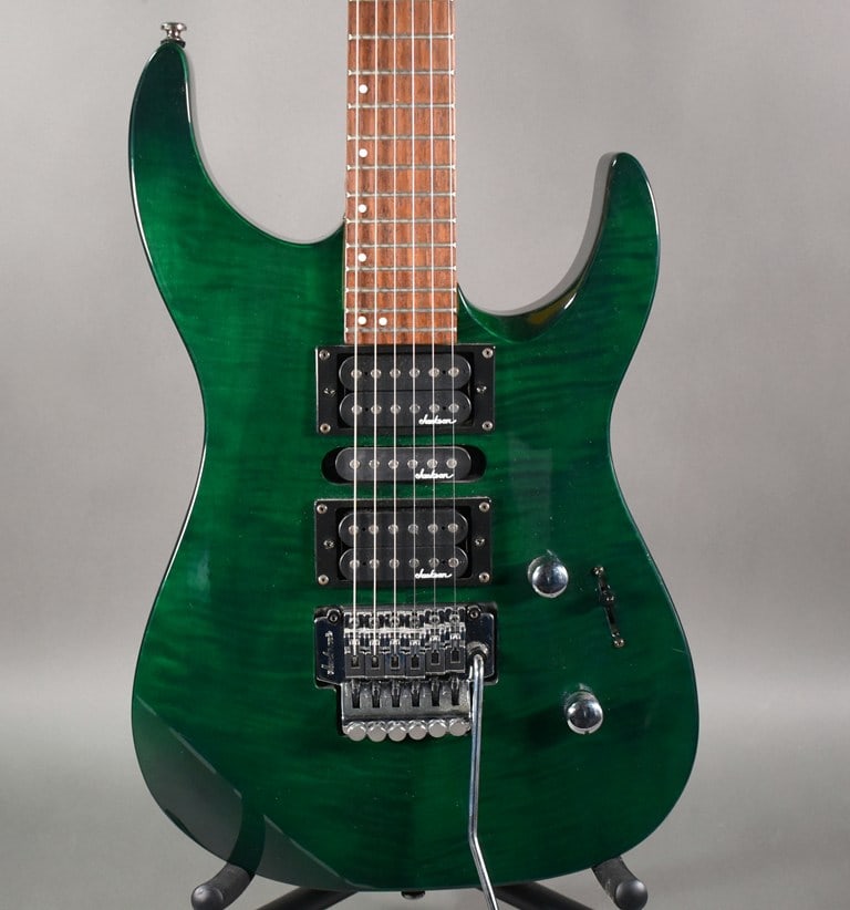 Vintage 1998 Jackson Performer PS4 Electric Guitar with Green Flame Finish - 2