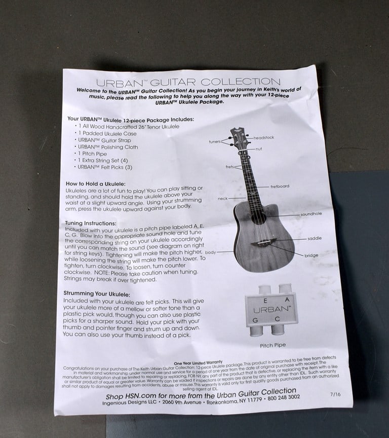 2016/17 Keith Urban Tenor Ukulele in Natural Finish with Padded Case and Accessory Kit - 20