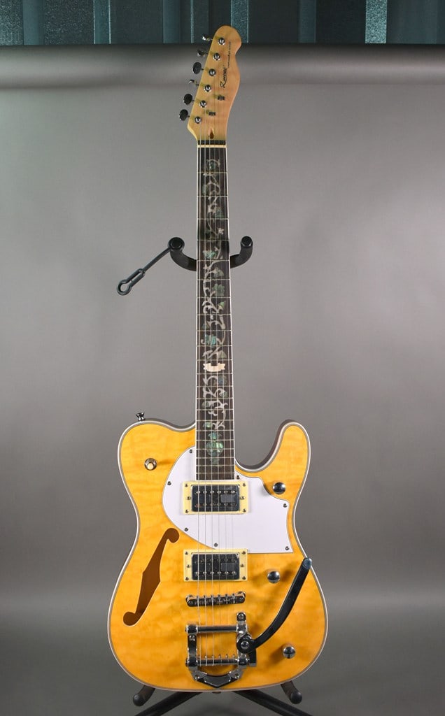 2020s Zuwei Customshop Series Orange Thinline Telecaster-Style Semi-Hollow Body Electric Guitar