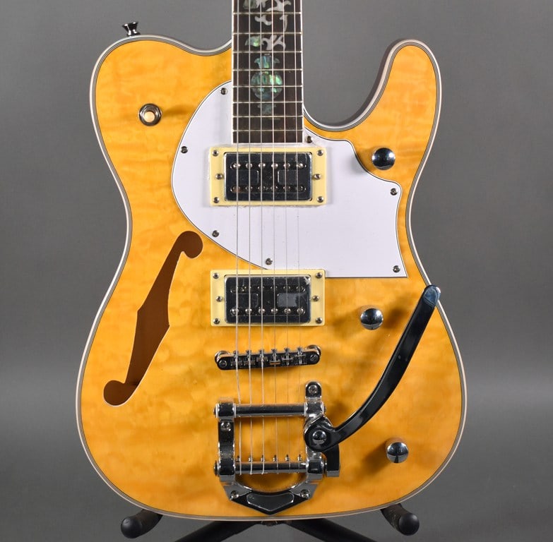 2020s Zuwei Customshop Series Orange Thinline Telecaster-Style Semi-Hollow Body Electric Guitar - 2