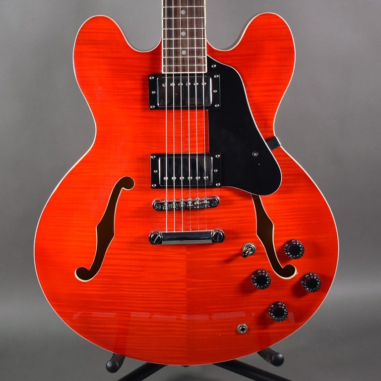 2020 Musoo 335-Style Semi-Hollow Body Jazz Electric Guitar, Cherry Burst Finish - 2