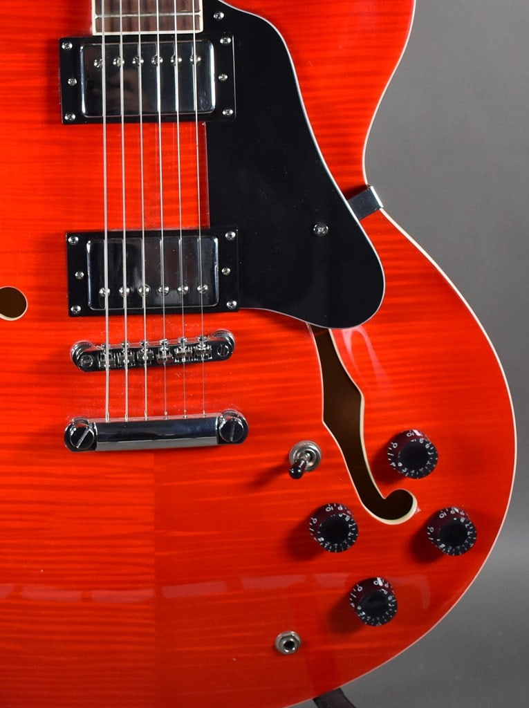 2020 Musoo 335-Style Semi-Hollow Body Jazz Electric Guitar, Cherry Burst Finish - 7