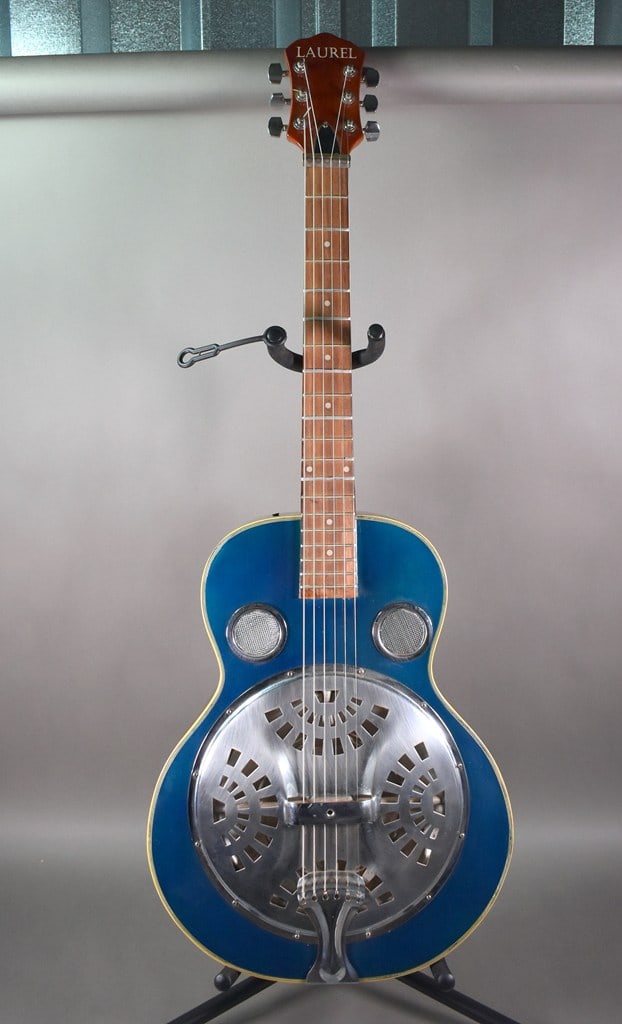 Vintage Laurel Round Neck Spider-Bridge Resonator Guitar or Dobro in Metallic Blue Finish (Projec... (1 of 16)