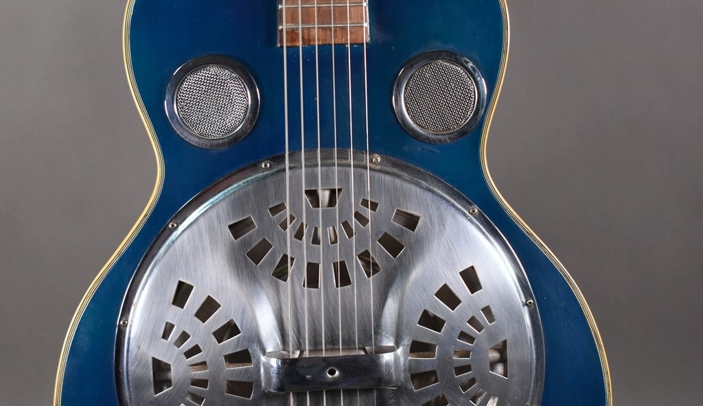 Vintage Laurel Round Neck Spider-Bridge Resonator Guitar or Dobro in Metallic Blue Finish (Projec... - 3