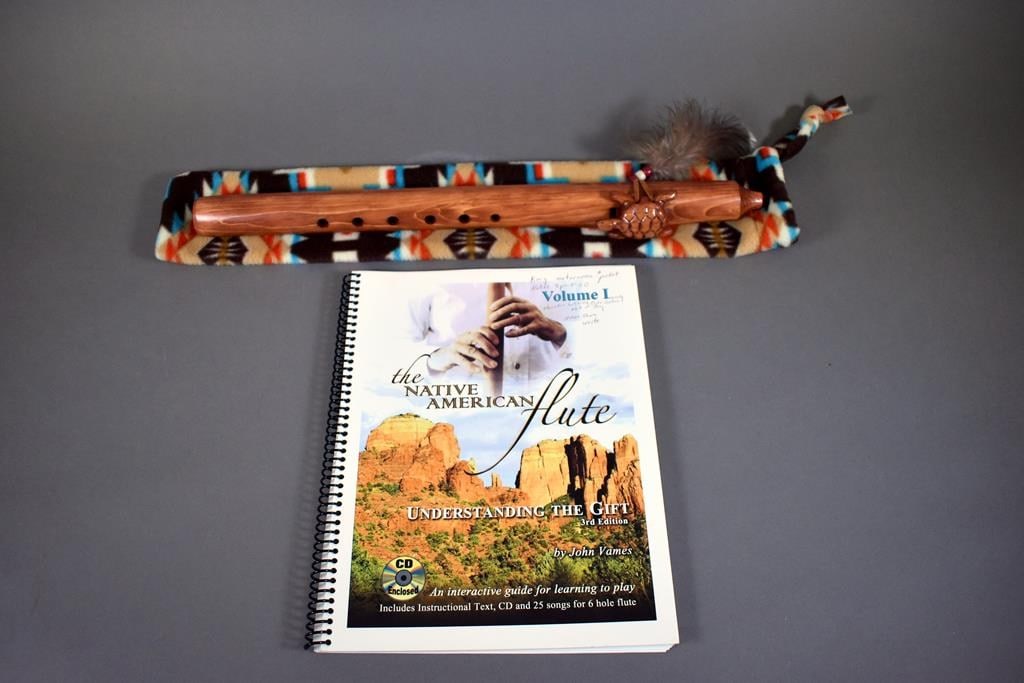 Native American Cedar Flute by Navajo Jonay Thompson with Cloth Pouch & Learning Guides: Excellent condition. Please read “Auction Details” / “Terms of Sale” for preview, payment, pickup, shipping and other instructions. Lot includes the item(s) described in the ti