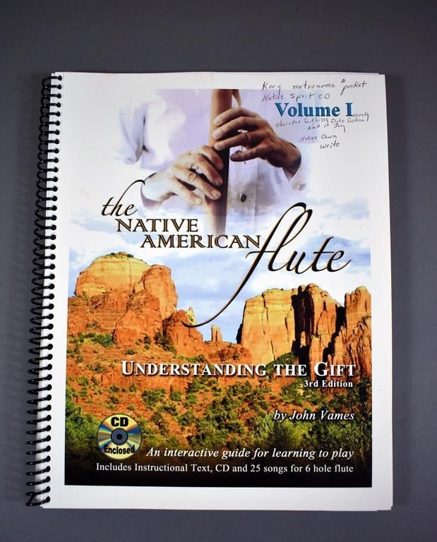 Native American Cedar Flute by Navajo Jonay Thompson with Cloth Pouch & Learning Guides - 2