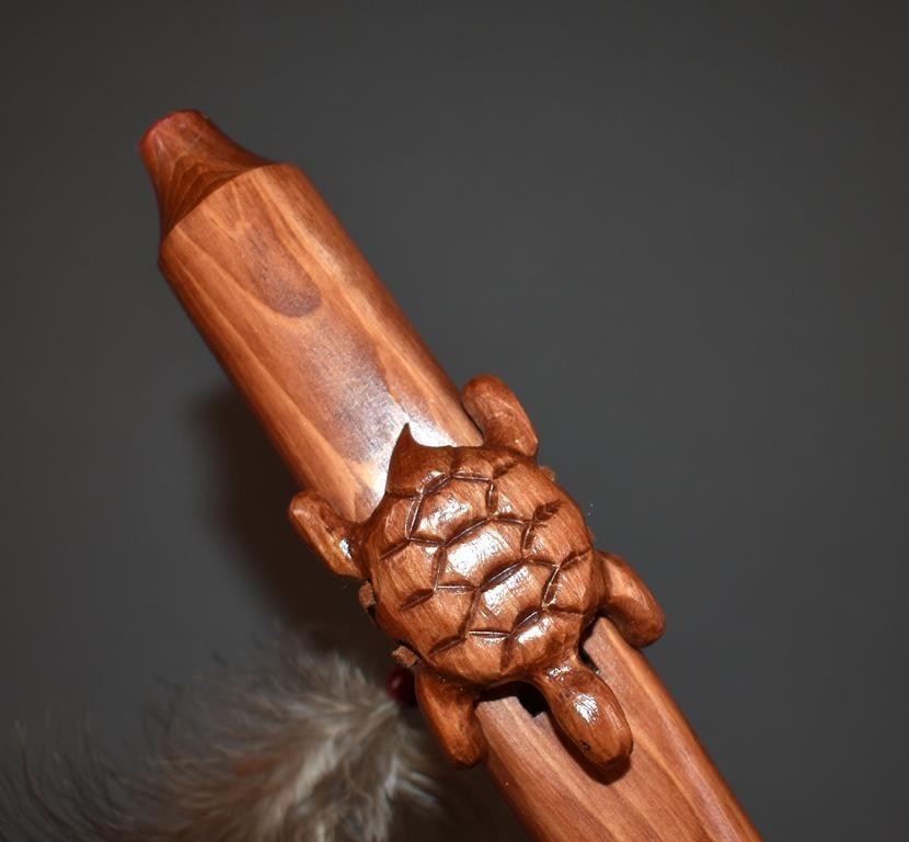 Native American Cedar Flute by Navajo Jonay Thompson with Cloth Pouch & Learning Guides - 7