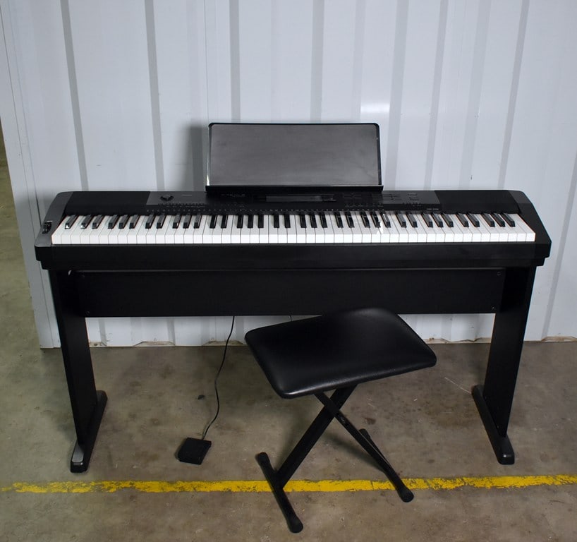 Black Casio CDP-220R 88-Key Digital Piano with Sustain Pedal, Stand and Bench Seat