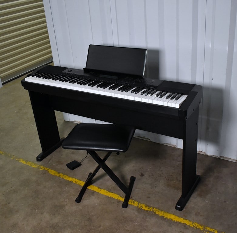 Black Casio CDP-220R 88-Key Digital Piano with Sustain Pedal, Stand and Bench Seat - 2