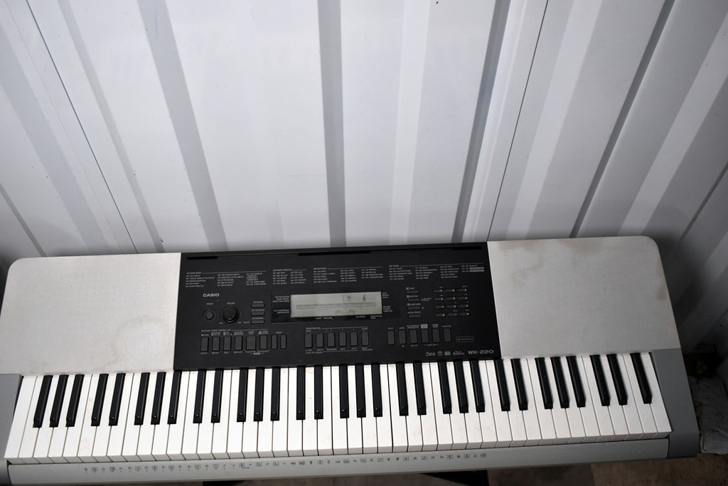 Pair of Casio WK-220 76-Key Portable Keyboards & Stands and One Bench Seat - 13