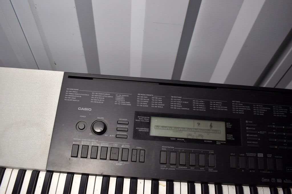 Pair of Casio WK-220 76-Key Portable Keyboards & Stands and One Bench Seat - 16