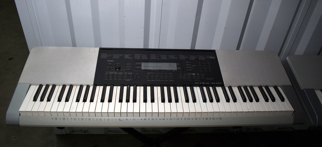 Pair of Casio WK-220 76-Key Portable Keyboards & Stands and One Bench Seat - 3