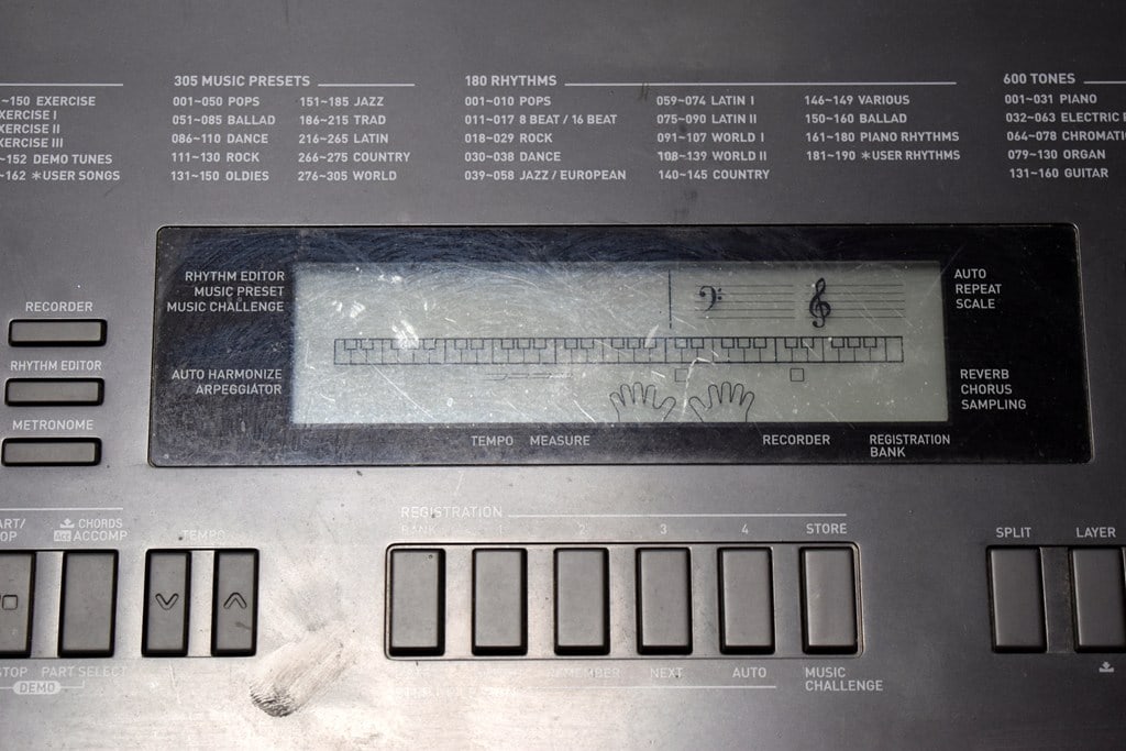 Pair of Casio WK-220 76-Key Portable Keyboards & Stands and One Bench Seat - 5