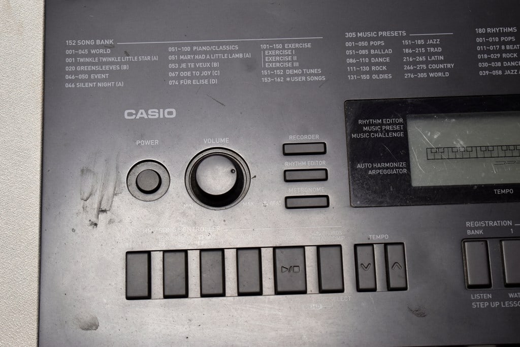 Pair of Casio WK-220 76-Key Portable Keyboards & Stands and One Bench Seat - 6