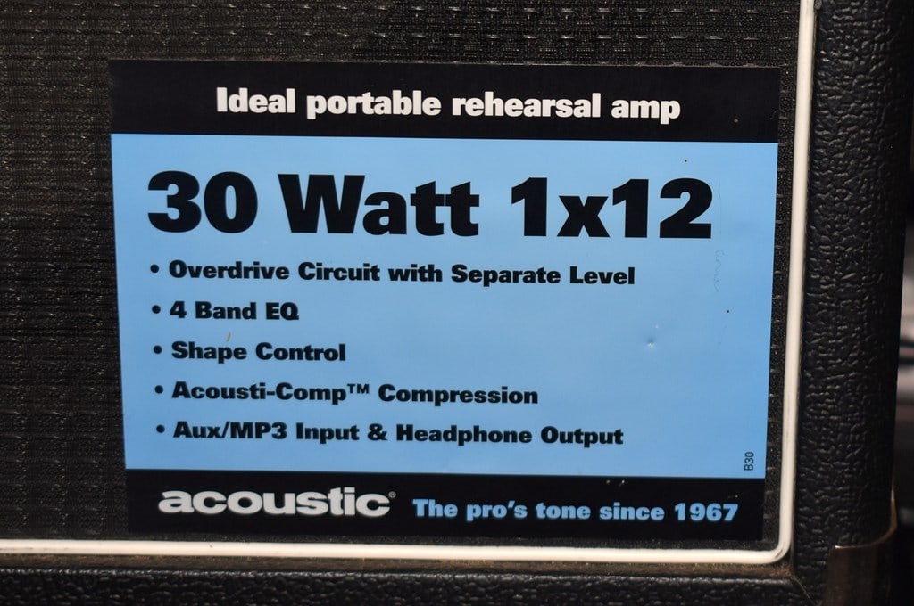 2018 Acoustic B30 30 Watt Bass Amplifier: Powers up and amplifies. Please read “Auction Details” / “Terms of Sale” for preview, payment, pickup, shipping and other instructions. Lot includes the item(s) described in th