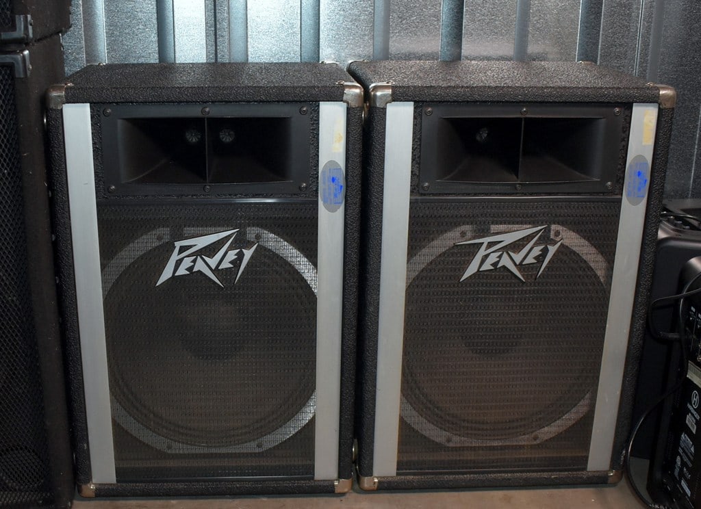 Pair of Peavey 115H, 300W/8 Ohm Public Address/Stage Speakers with Floor Stands
