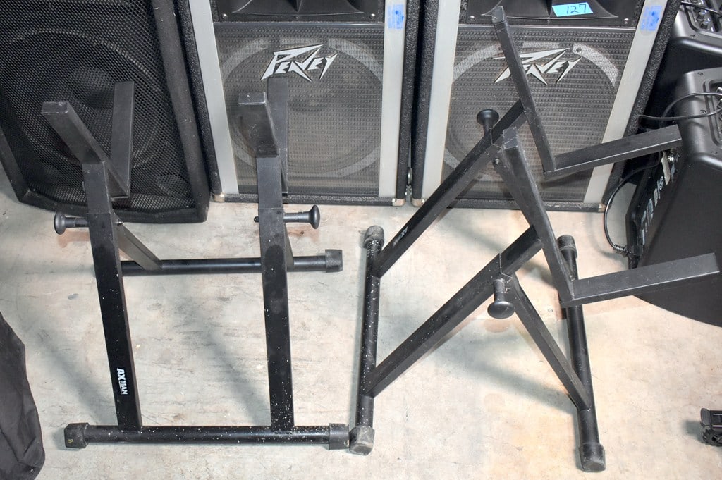 Pair of Peavey 115H, 300W/8 Ohm Public Address/Stage Speakers with Floor Stands - 7