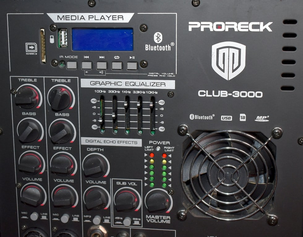 Proreck Club 3000, 2000/1000 W @ 8/4 Ohms Public Address/DJ/Stage Speakers - 11