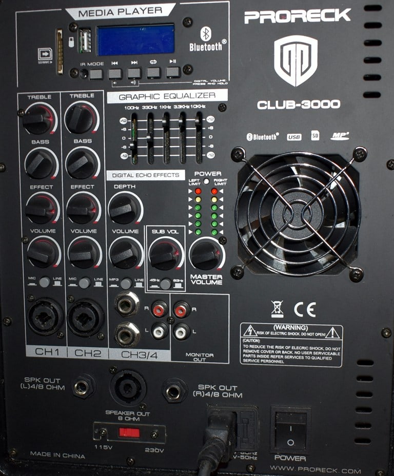 Proreck Club 3000, 2000/1000 W @ 8/4 Ohms Public Address/DJ/Stage Speakers - 12