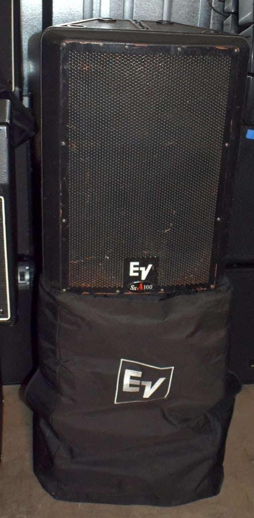 EV SxA (Electro-Voice), 150W LF/50W HF RMS Public Address/DJ/Stage Speaker System w/ Tripod Stands - 2