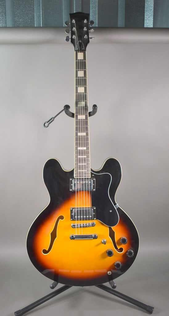 2020 Best Choice Products Semi-Hollow Body Electric Guitar, Vintage Sunburst Finish, Gig Bag & More: Excellent condition except low E string needs some adjustment (buzzing). Accessories included: Gig bag, cable, set of strings, capo, tuner, picks, truss rod tool, polishing cloth, paper. Please read &