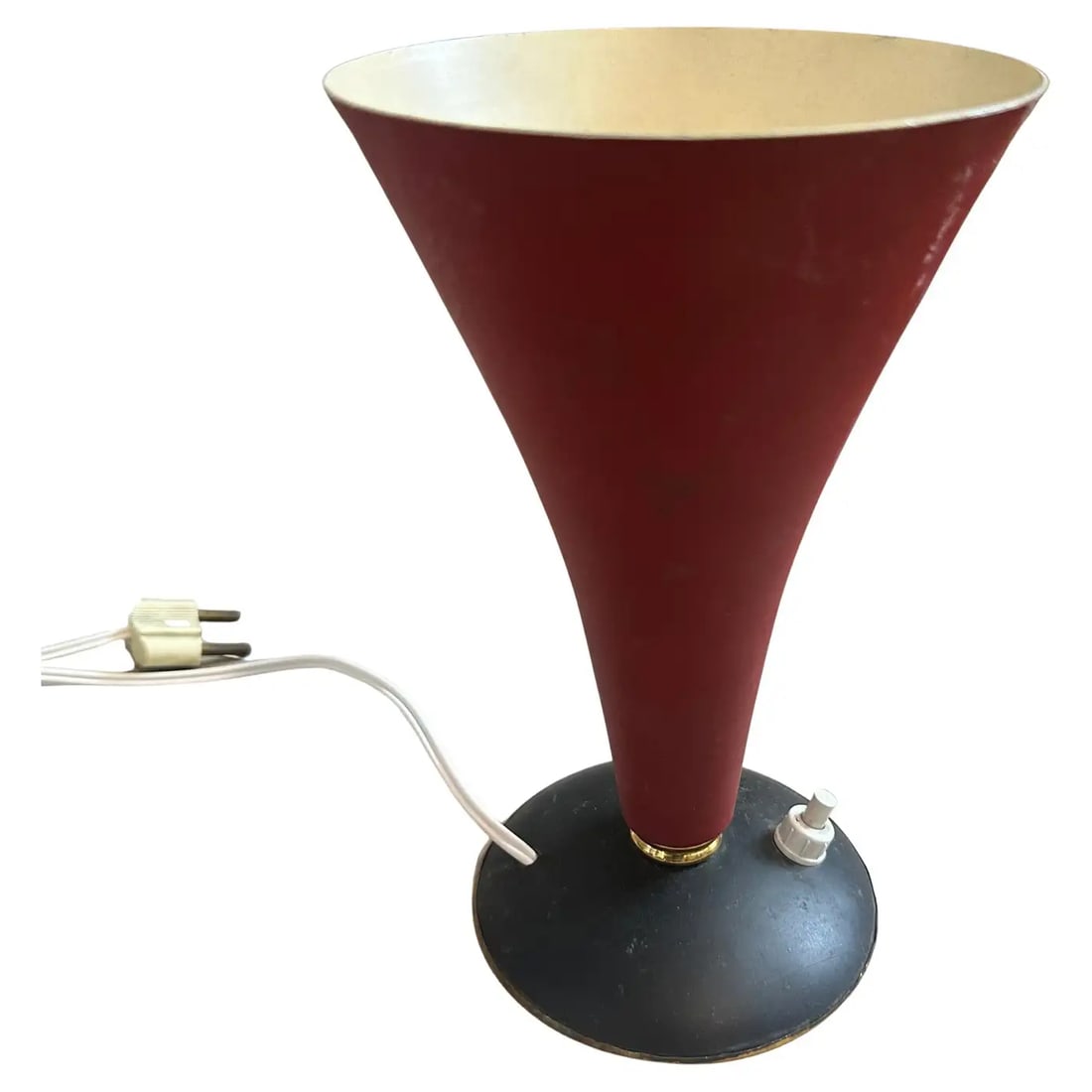 1950s Stilnovo Style Mid-Century Modern Red and Black Conic Italian Table Lamp (1 of 5)